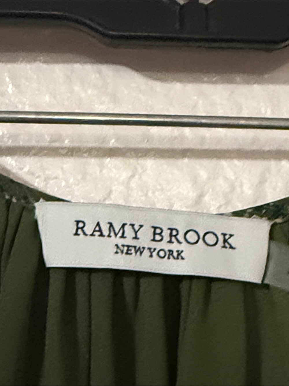 Ramy Brook Olive Speckled Long Sleeve V-Neck Smocked Dress drop waist Sz M - Picture 5 of 9